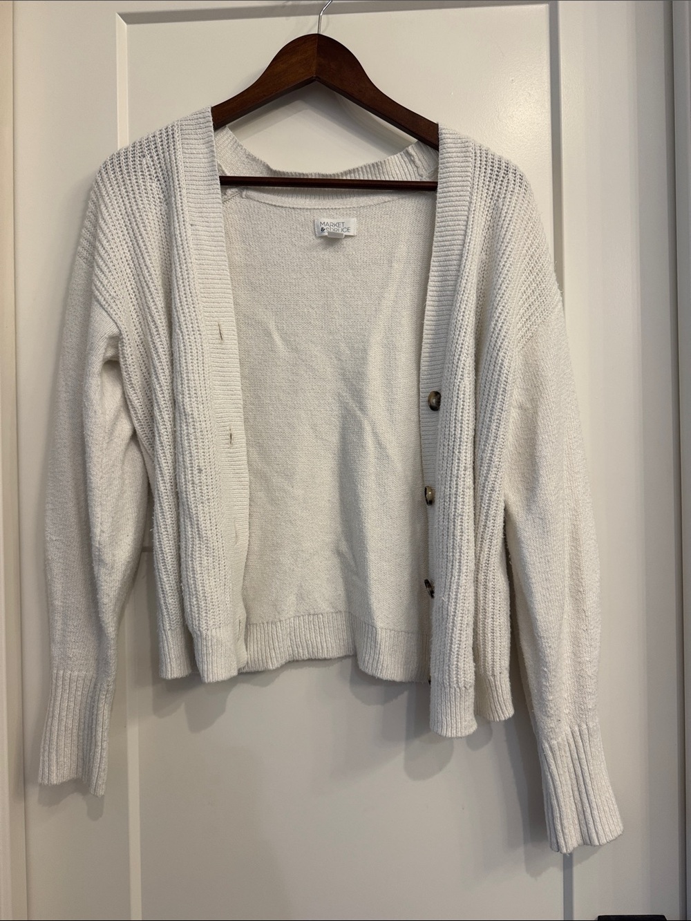 Market & Spruce Cream Button-Front Knit Cardigan